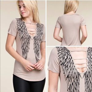 Vocal Apparel Wing Print Top Stones Strap Detail